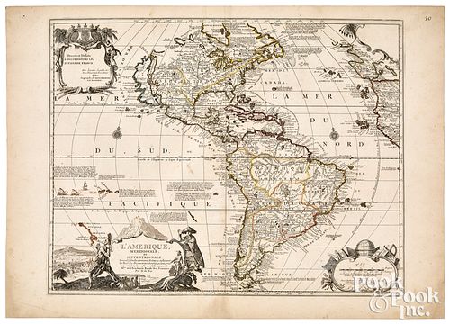 NICHOLAS DE FER MAP OF THE AMERICAS  314b05