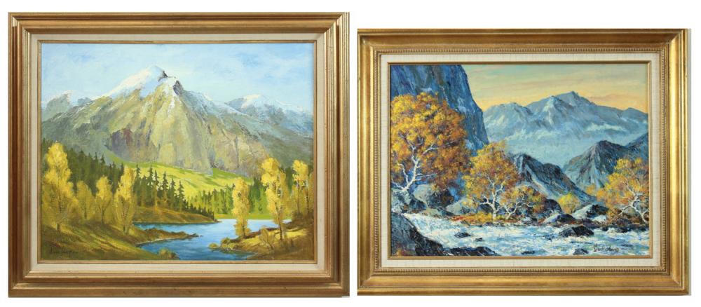 TWO MOUNTAIN LANDSCAPES OIL PAINTINGS  314b3e