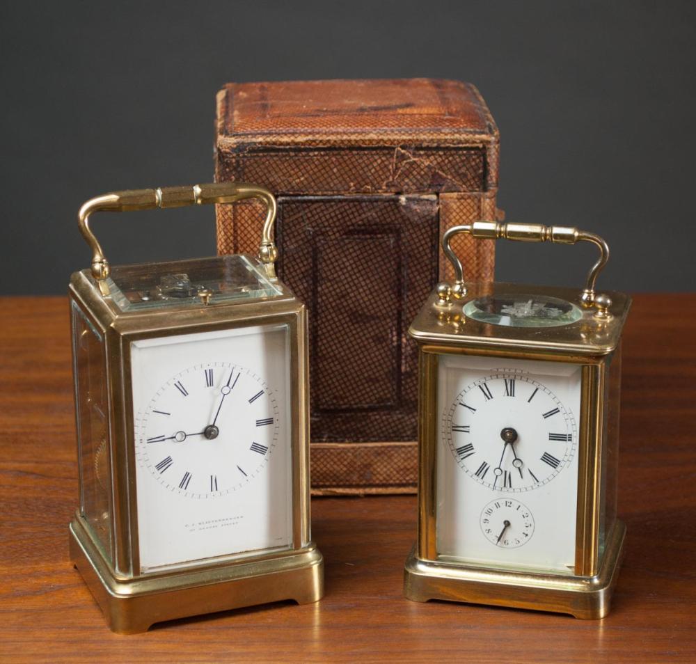 TWO FRENCH ENGLISH CARRIAGE CLOCKS 314c36