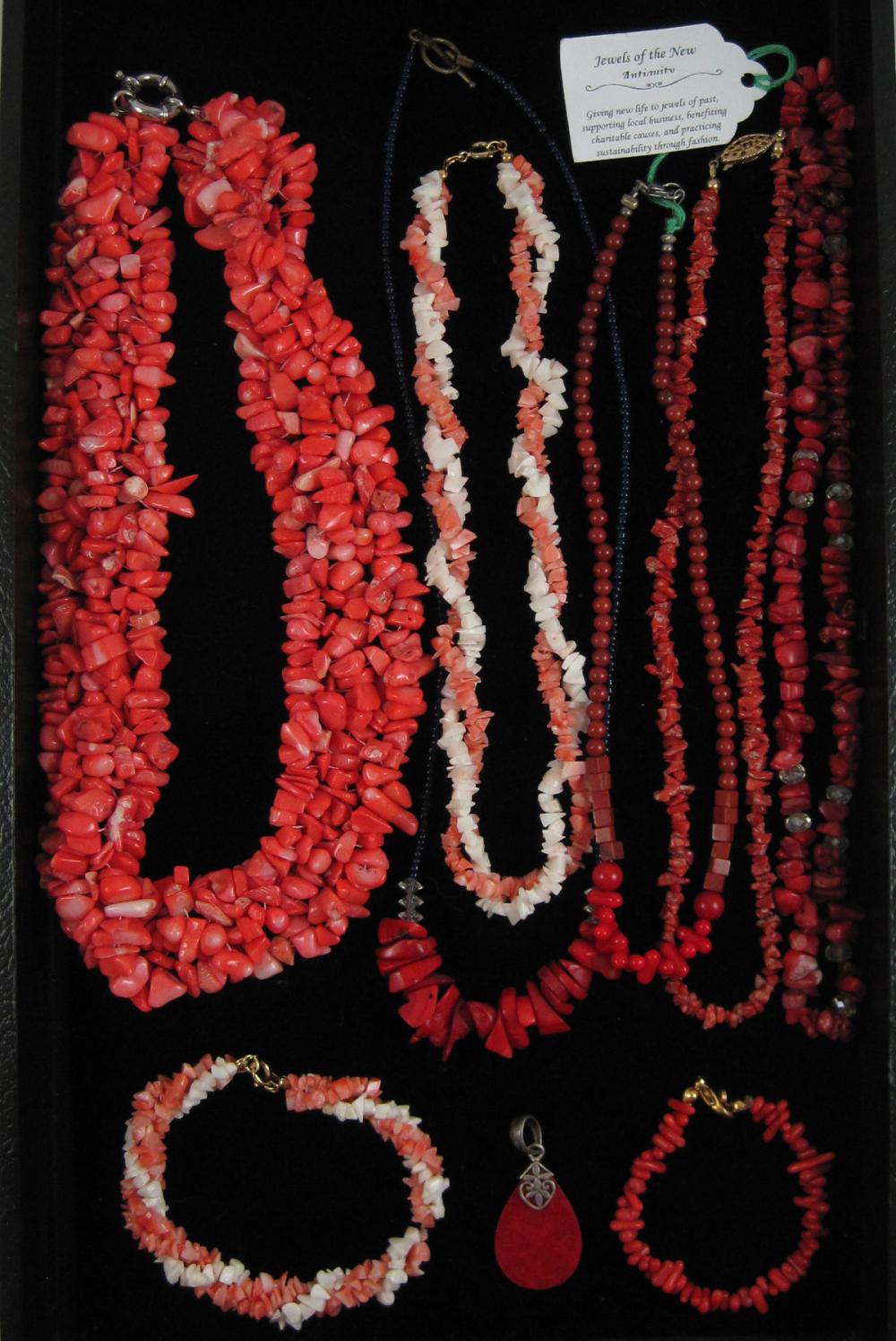 NINE ARTICLES OF CORAL JEWELRY,