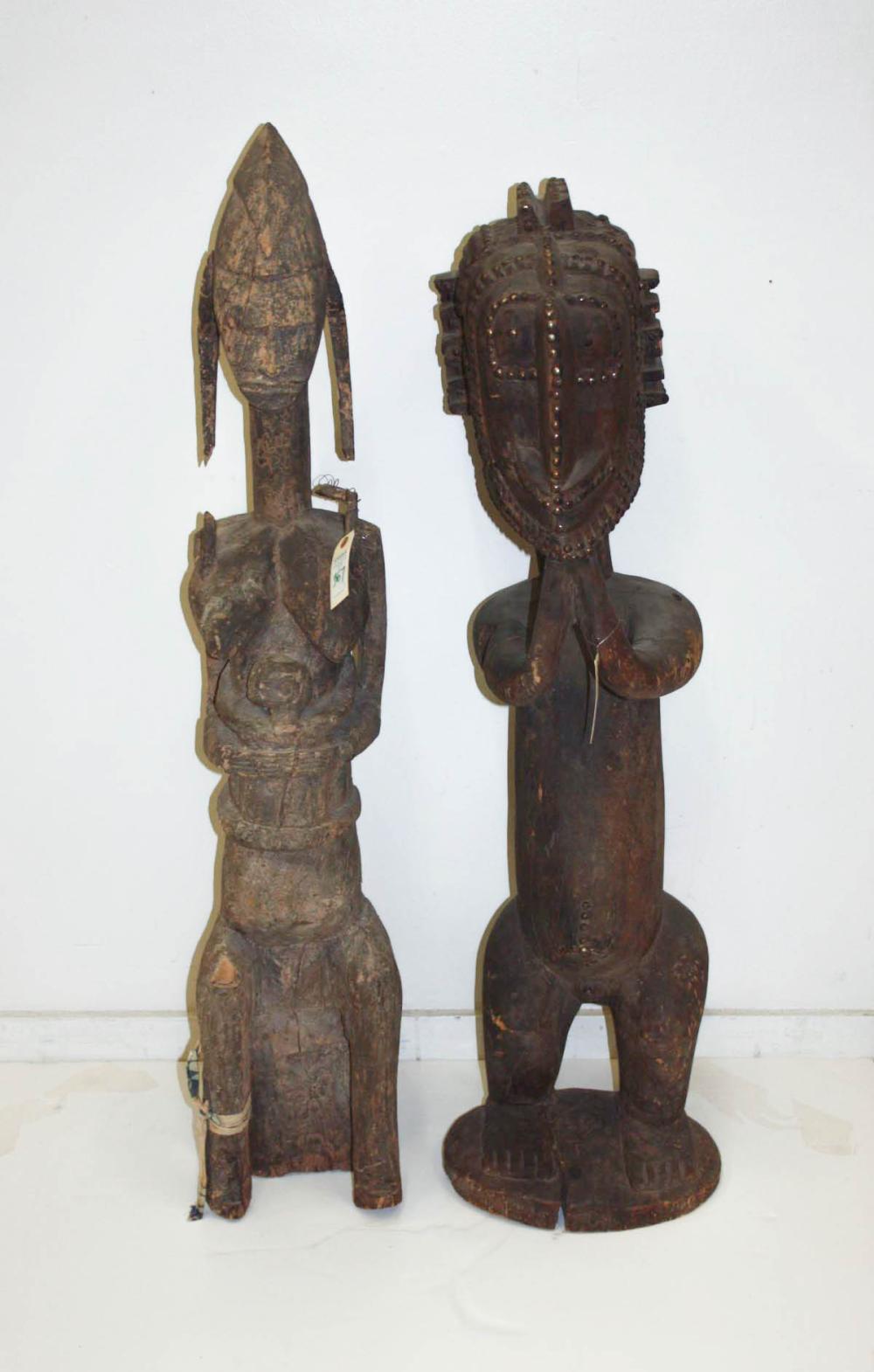 TWO AFRICAN TRIBAL CARVED WOOD 314f7f