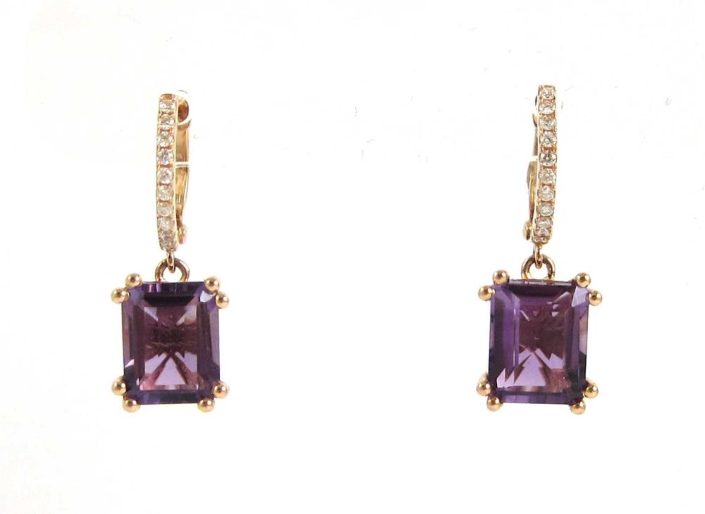 PAIR OF AMETHYST AND DIAMOND DANGLE 31502d