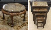CHINESE EXPORT RELIEF-CARVED TABLE SET: