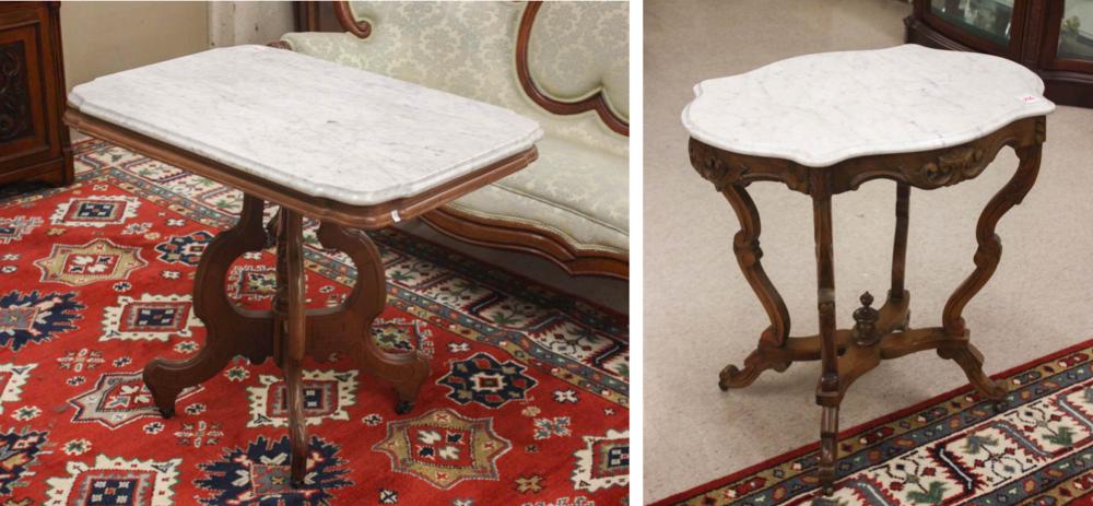 TWO VICTORIAN MARBLE TOP WALNUT 3151a0