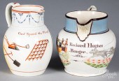 PEARLWARE COACHING JUG AND ANOTHER PEARLWARE