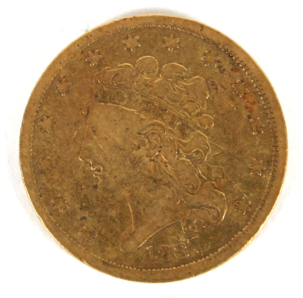 1837 Classic Head $5 Five Dollar Gold Coin