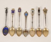 Seven German and Dutch .800 silver enameled