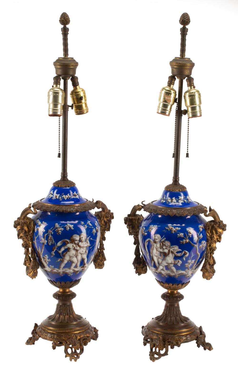 PAIR OF FRENCH BRONZE MOUNTED PORCELAIN 318376