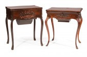 TWO AMERICAN ROCOCO ROSEWOOD WORK TABLESTwo