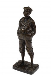 PATINATED BRONZE FIGURE OF WHISTLING