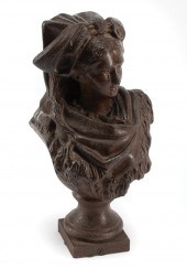 CAST IRON BUST OF A YOUNG GIRLCast Iron