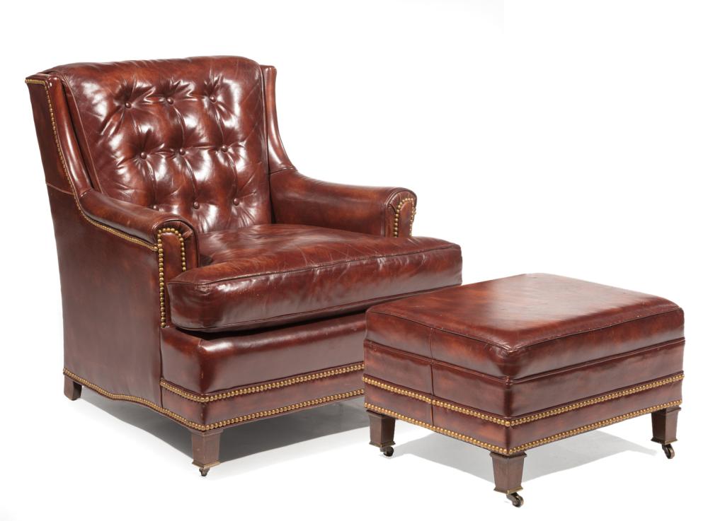 LEATHER CLUB CHAIR AND OTTOMANLeather 318eb6