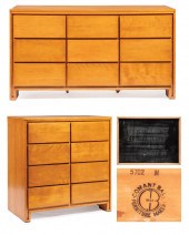 TWO LESLIE DIAMOND BIRCH DRESSERS AND