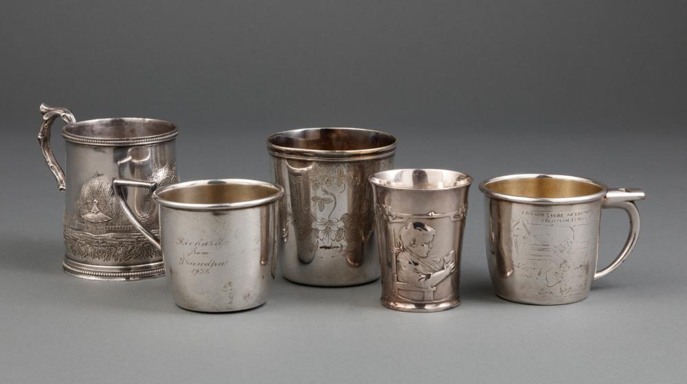 FIVE ANTIQUE AND VINTAGE SILVERPLATE 31910e