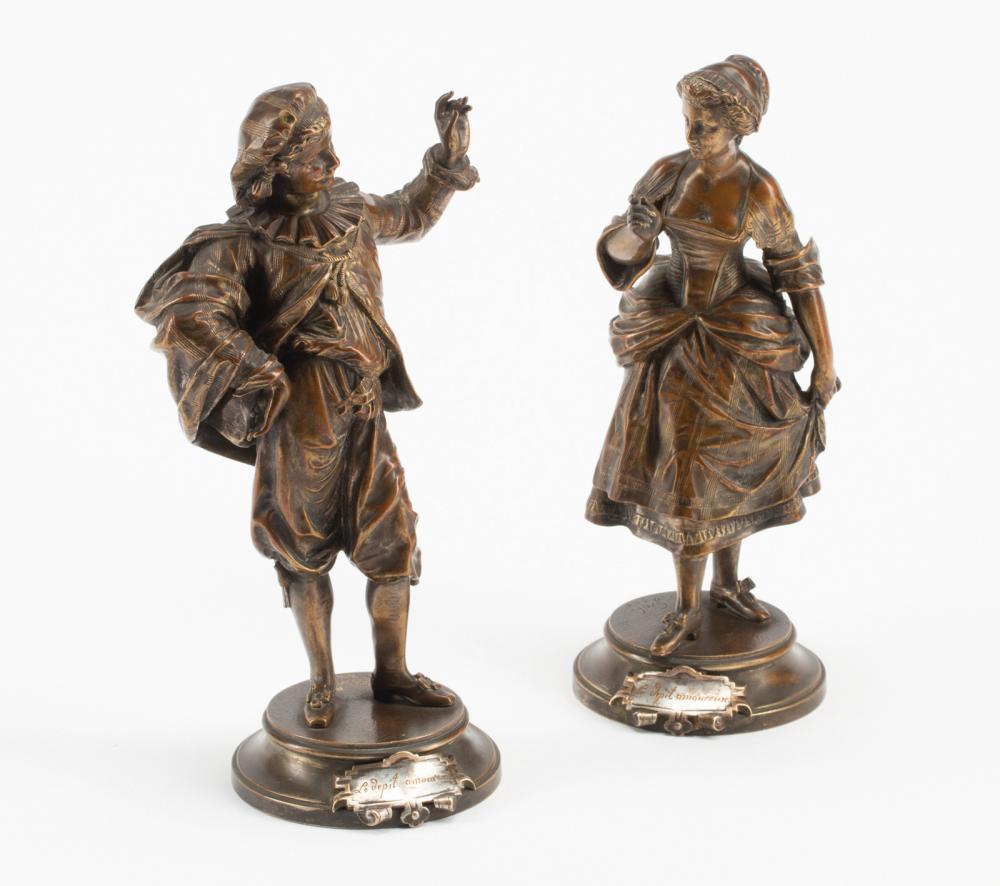 PATINATED AND SILVERED BRONZE FIGURESPair 319158