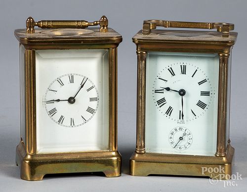 TWO BRASS CARRIAGE CLOCKSTwo brass 3170d3