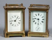 TWO BRASS CARRIAGE CLOCKSTwo brass carriage