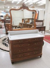 LOUIS XV STYLE MARBLE-TOP DRESSER WITH