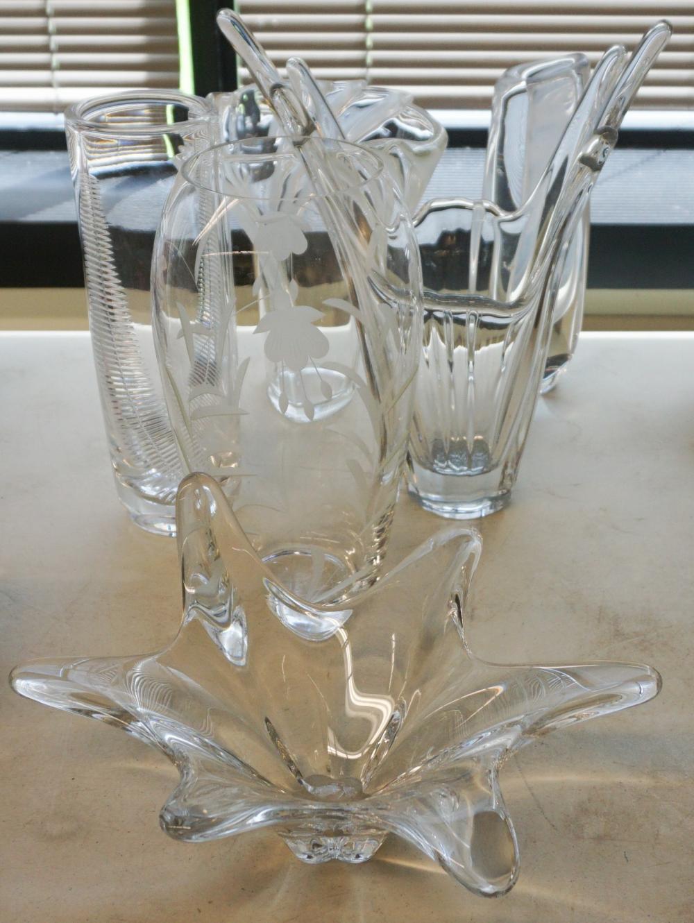 FIVE CONTEMPORARY CRYSTAL VASES 317a24