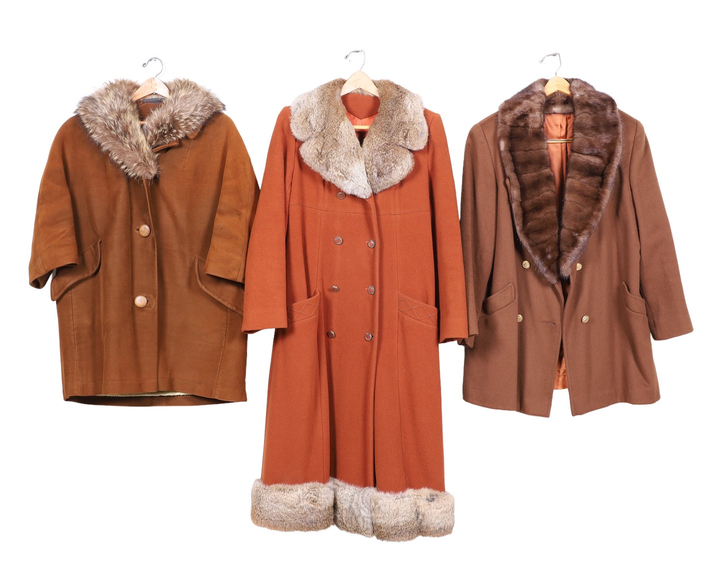 3 Vintage wool fur collared coats 317dd4
