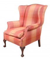 Chippendale style upholstered wing chair,