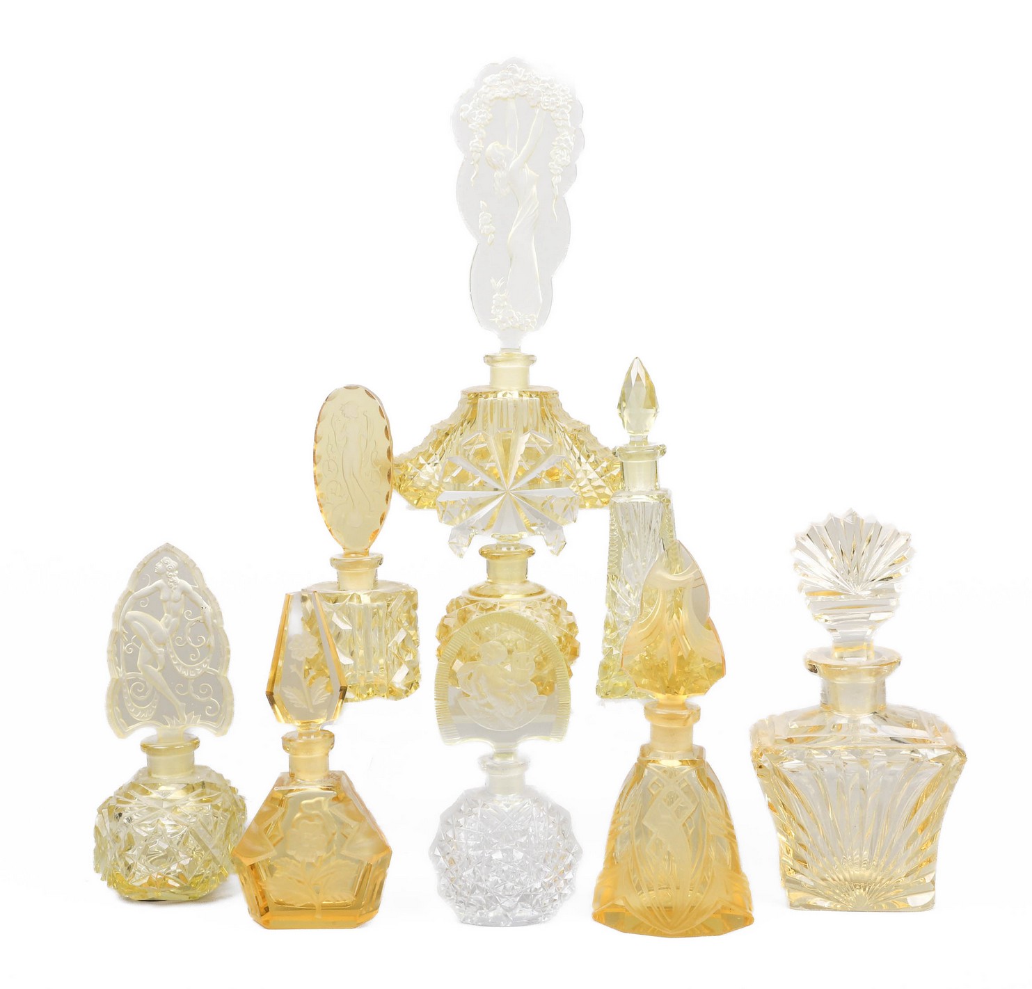  9 Yellow crystal scent bottles 317e89