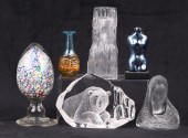 (6) Art glass vases and sculptures to