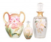Glass and porcelain scent bottles and