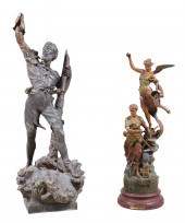 (2) Statues turned into lamps, c/o spelter