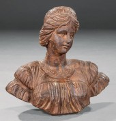 FRENCH PATINATED CAST IRON BUST OF A