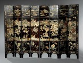CHINESE CARVED LACQUER EIGHT-PANEL FLOOR