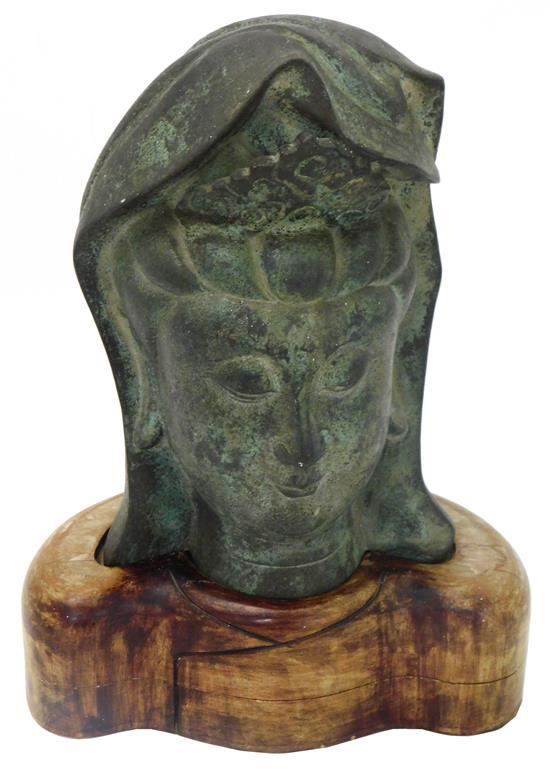 ASIAN METAL BUST OF GUANYIN CHINESE  31b054
