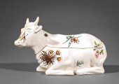 ITALIAN FAIENCE RECUMBENT COW BUTTER