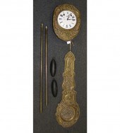 French wag-on-the-wall clock; repousse