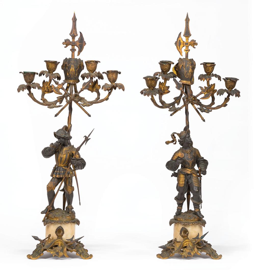FRENCH GILT PATINATED BRONZE CANDELABRAPair 31b3a2