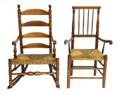 TWO 18TH/19TH C. ARMCHAIRS WITH RUSH