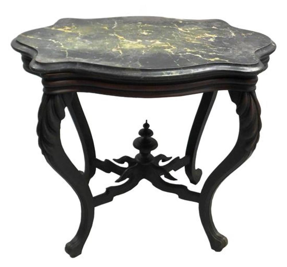 VICTORIAN MARBLE TOP TABLE, SHAPED