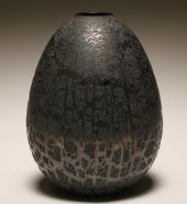 Barbini Murano art glass egg form black