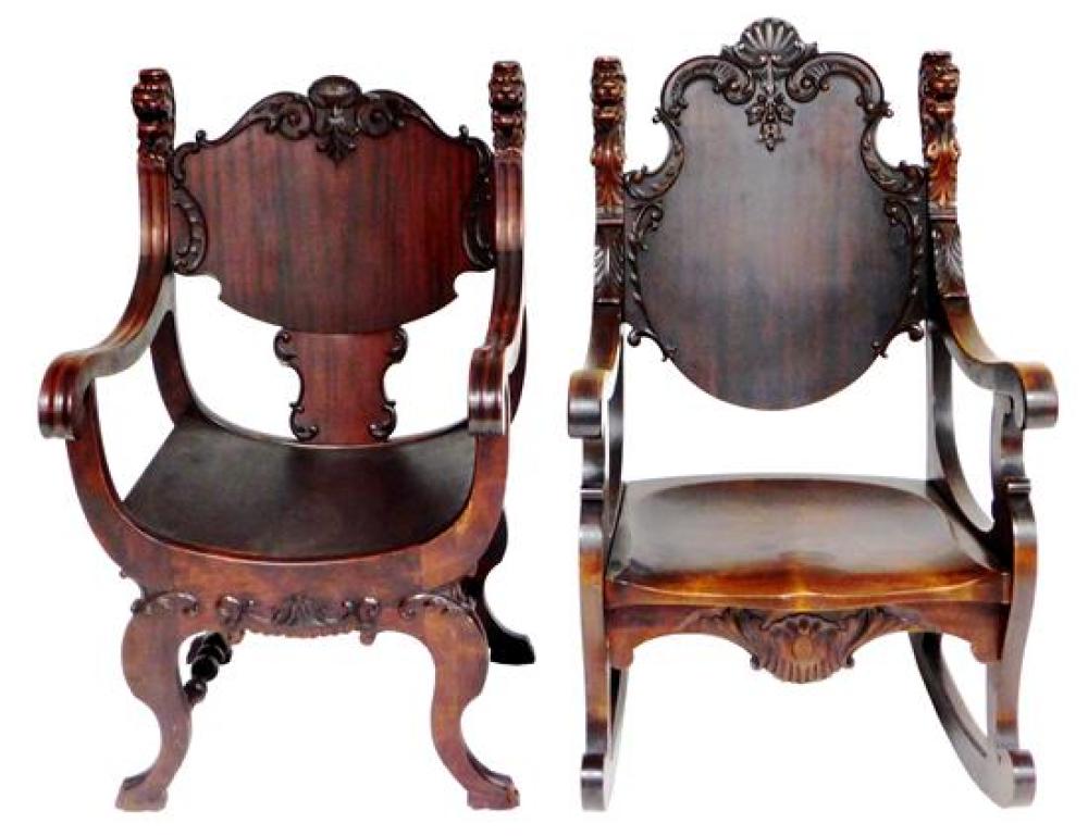 BAROQUE STYLE ARMCHAIR AND ROCKER 31b5f1