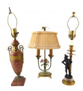 THREE CONTINENTAL STYLE TABLE LAMPS,