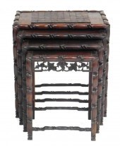 CHINOISERIE NESTING TABLES, 20TH C.,