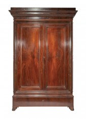 CLASSICAL CARVED MAHOGANY ARMOIREMonumental