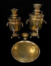 TWO RUSSIAN BRASS SAMOVARS, LATE 19TH/