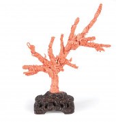 CHINESE CORAL FIGURAL GROUPChinese Coral