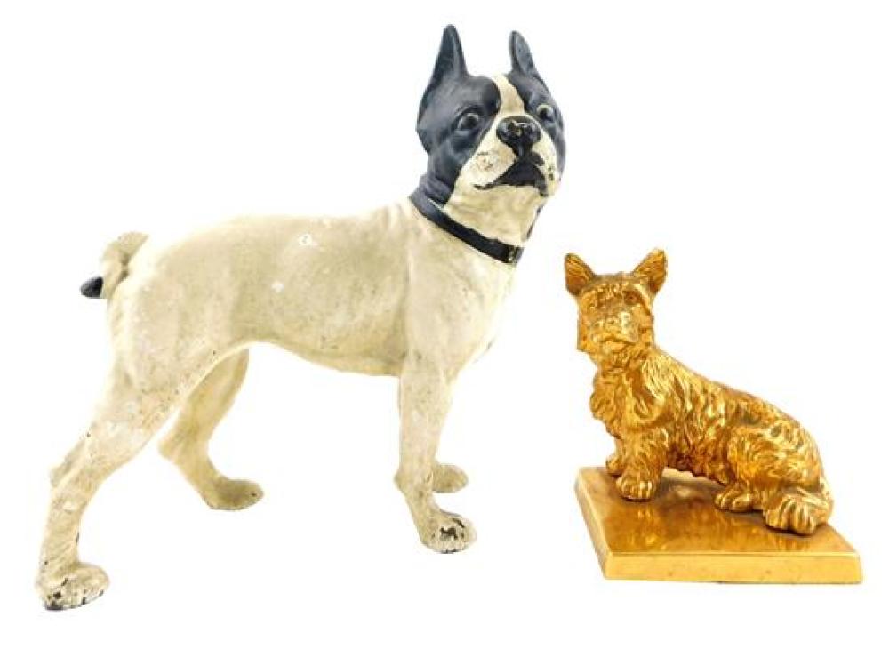 HUBLEY, ETC., TWO CAST METAL DOGS,