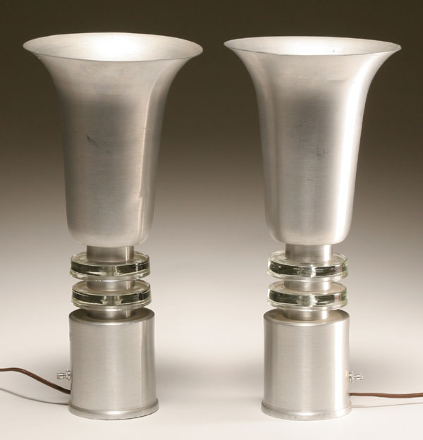 Pair Deco glass and brushed aluminum 4f917