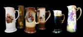 SET OF SIX EARLY 20TH C. PAINTED CERAMIC