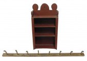 RED PAINTED WALL SHELF AND   31bcbe