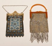 Two Art Deco beaded and metal mesh purses;