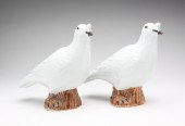 PAIR OF CHINESE PORCELAIN PIGEONS. First